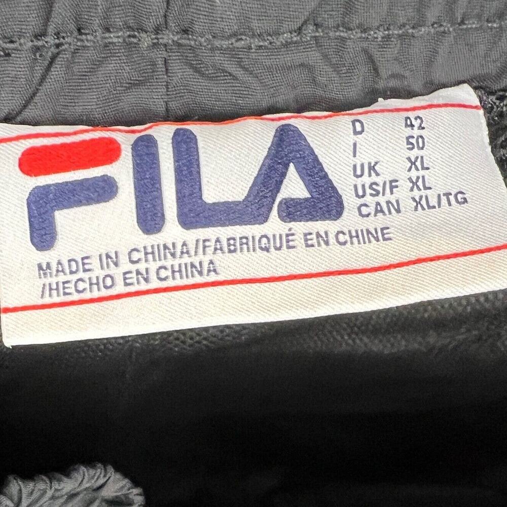 VTG FILA Womens Doroteia Wind Pants XL Track Black Yellow Pink White Design 90's - Picture 7 of 8